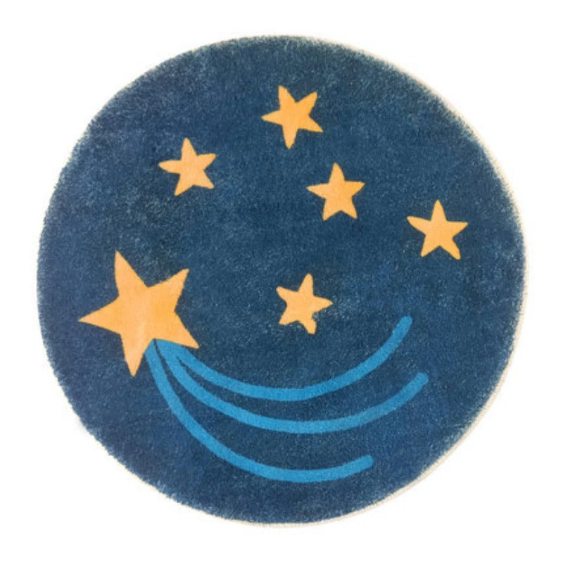 Tapis rond pour chambre d'enfant étoiles filantes