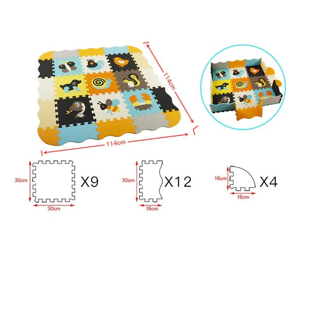 Tapis mousse dessin d'animaux avec clôture