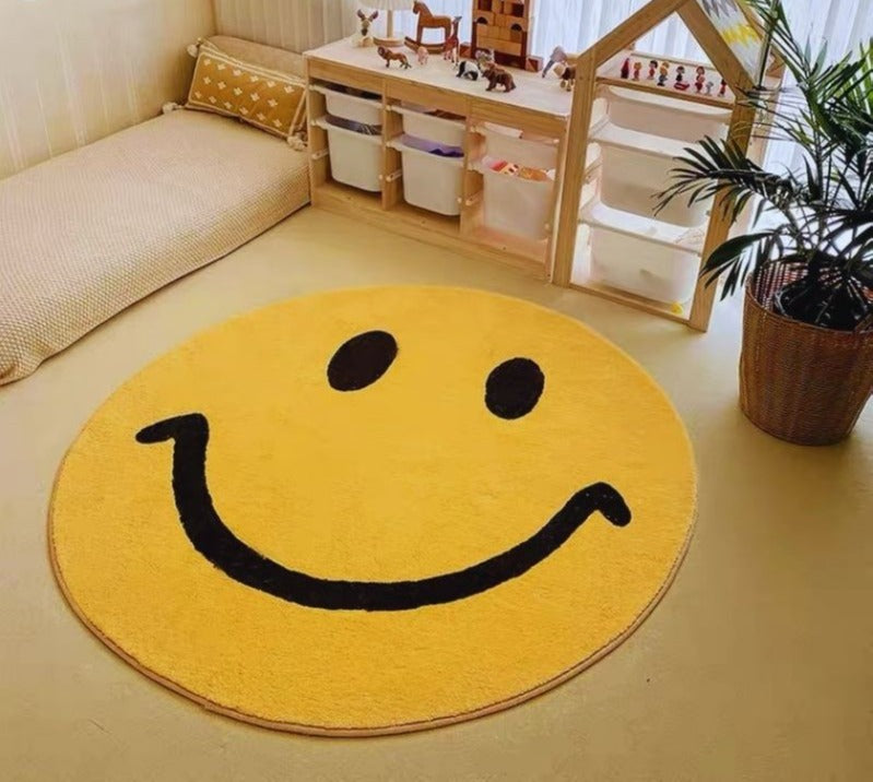 Tapis rond chambre enfant smiley