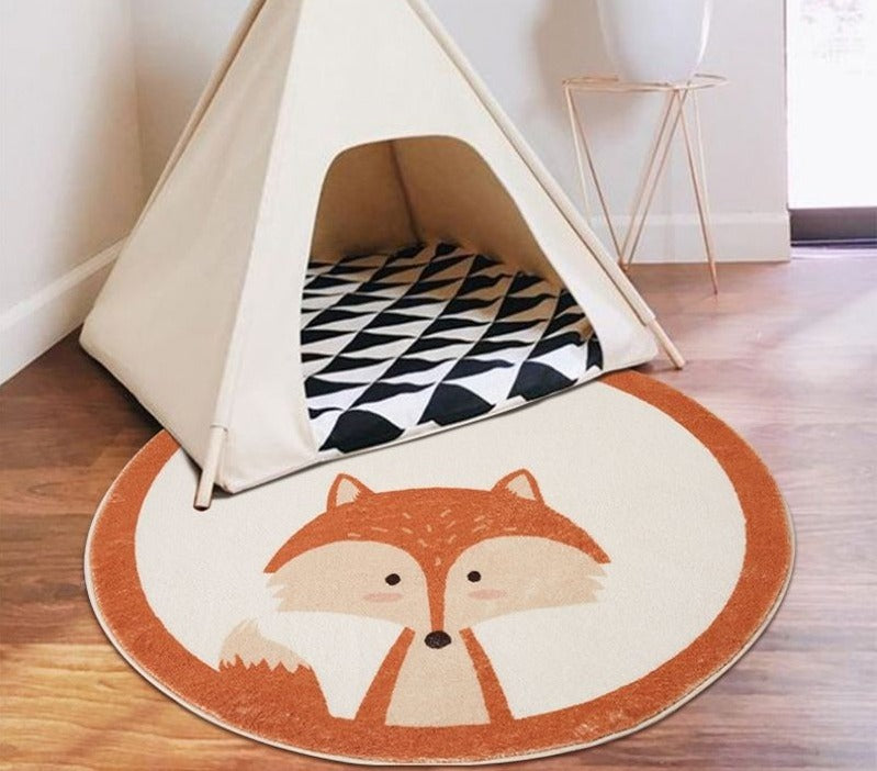 Tapis rond renard pour chambre enfant