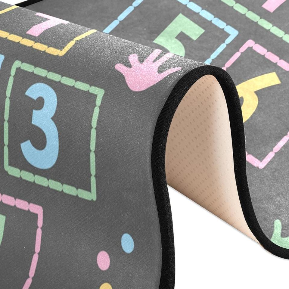 Tapis marelle antidérapant gris pour chambre d'enfant