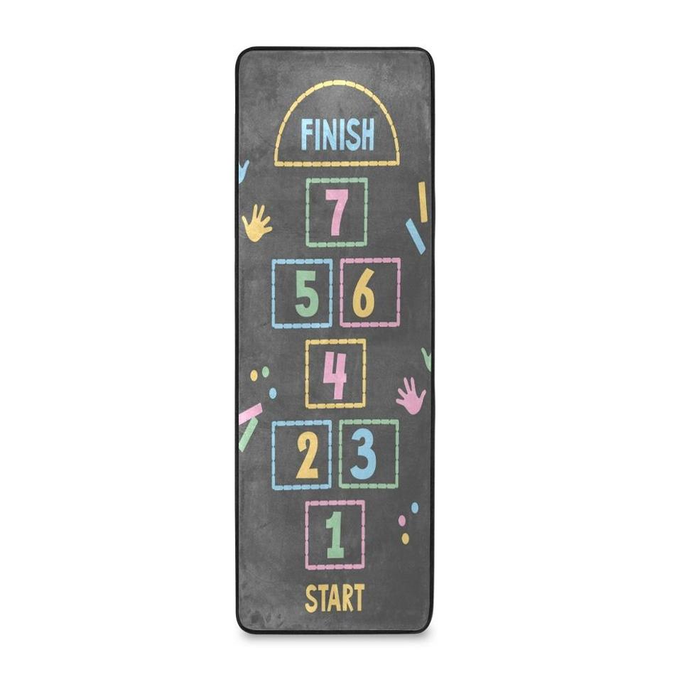 Tapis marelle antidérapant gris pour chambre d'enfant