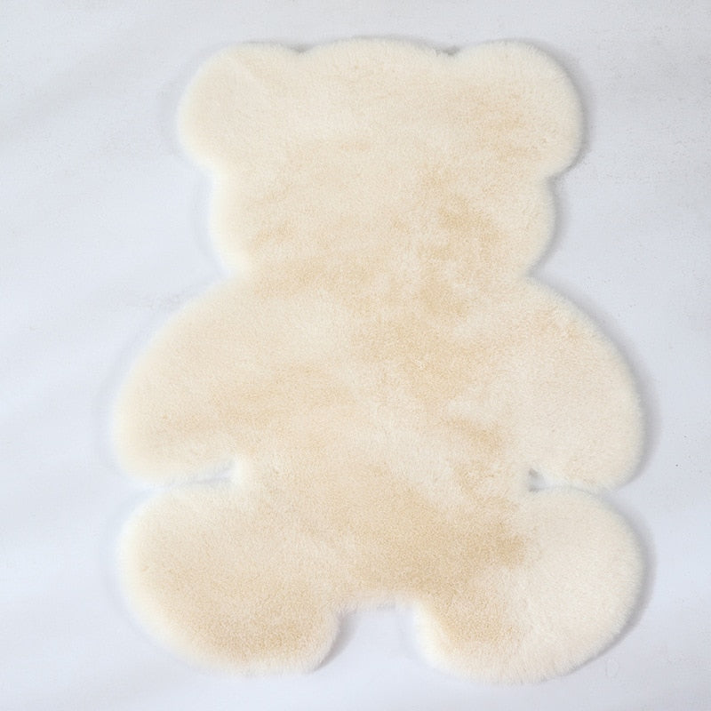 Tapis de sol moelleux en forme de nounours beige