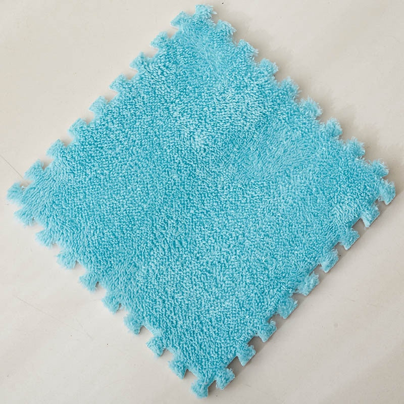 Tapis puzzle en mousse moquette bleu ciel