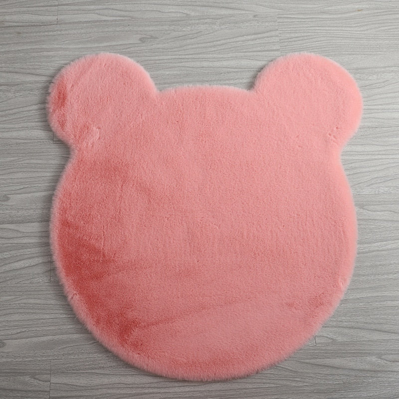 Tapis chambre enfant tête ours rose