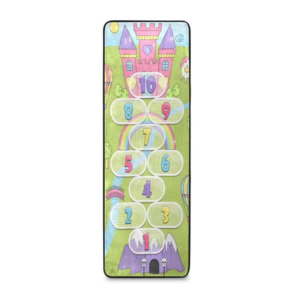 Tapis marelle antidérapant vert pour chambre d'enfant