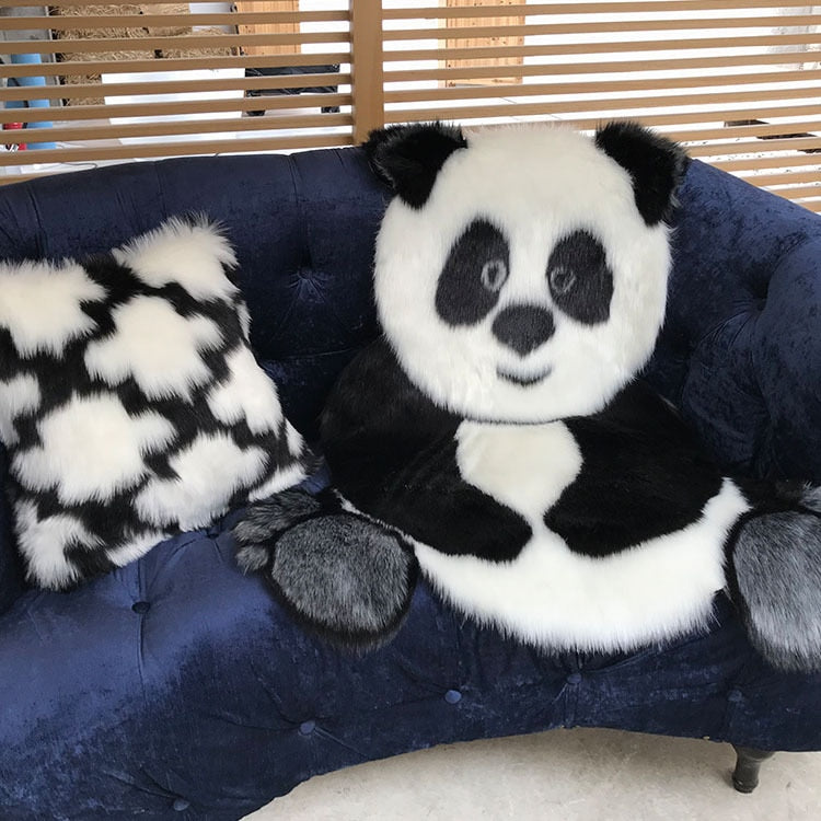 Tapis chambre enfant panda poils longs