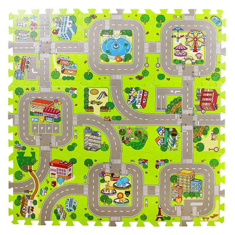 Tapis jeu chambre enfant circuit voiture