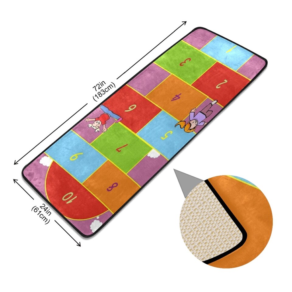 Tapis marelle antidérapant multicolore pour chambre d'enfant