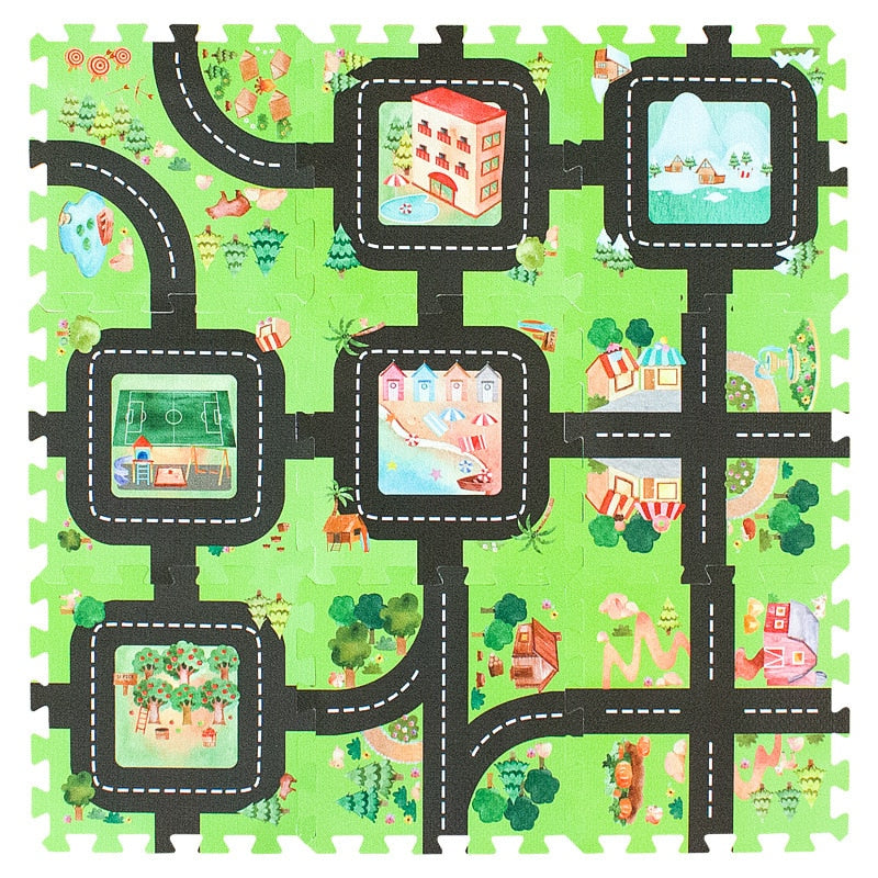 Tapis jeu chambre enfant circuit voiture