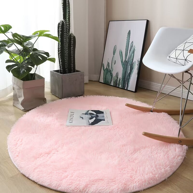 Tapis chambre ado rond fluffy