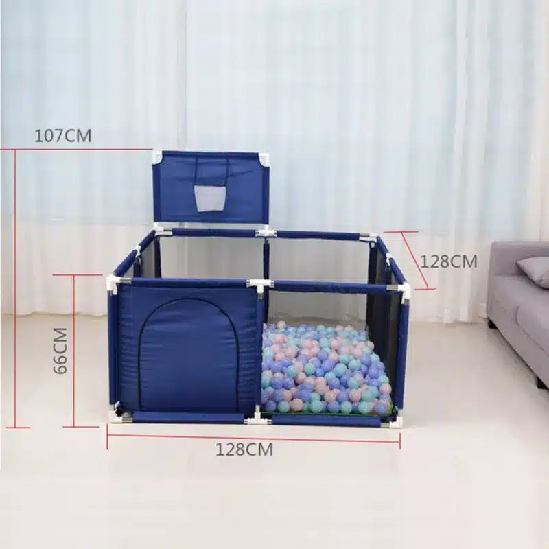 Tapis de parc pour bébé bleu avec panier de basket