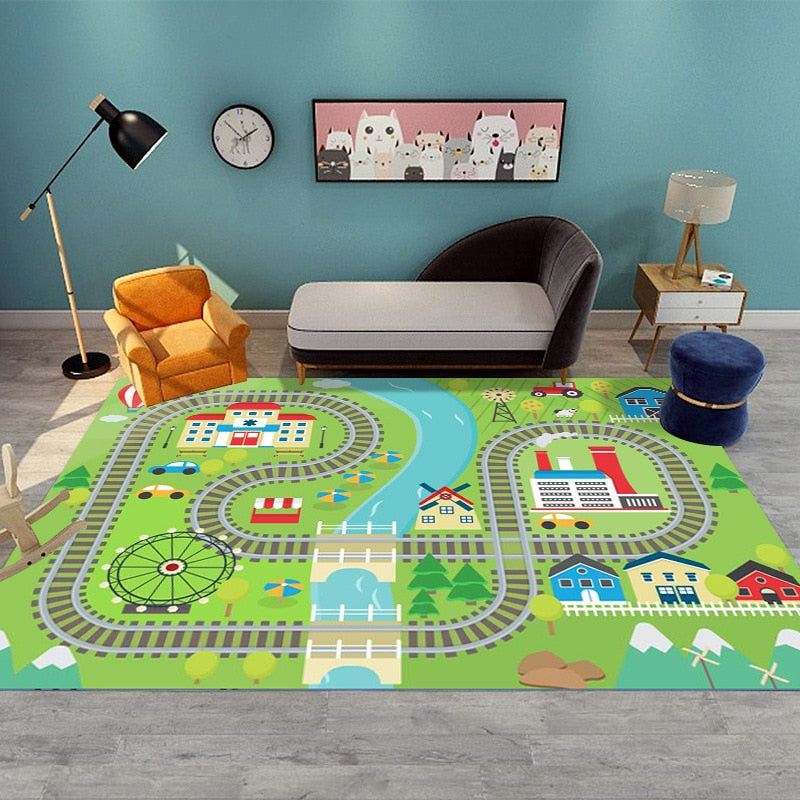 Tapis de jeu pour enfant avec circuit de voiture