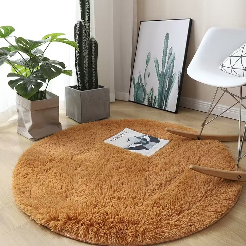 Tapis chambre ado rond fluffy