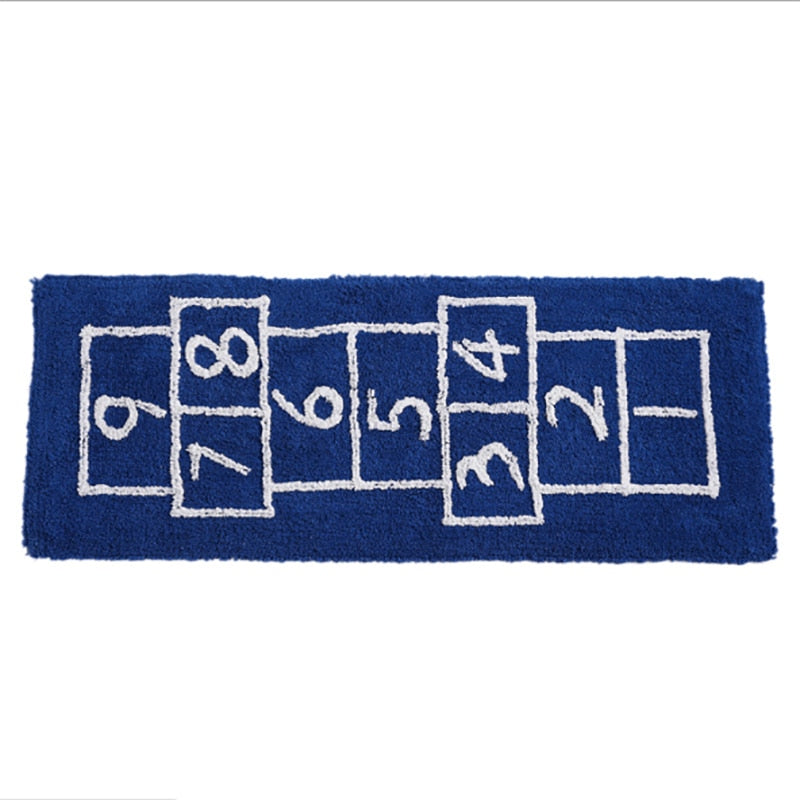Tapis marelle bleu pour chambre d'enfant