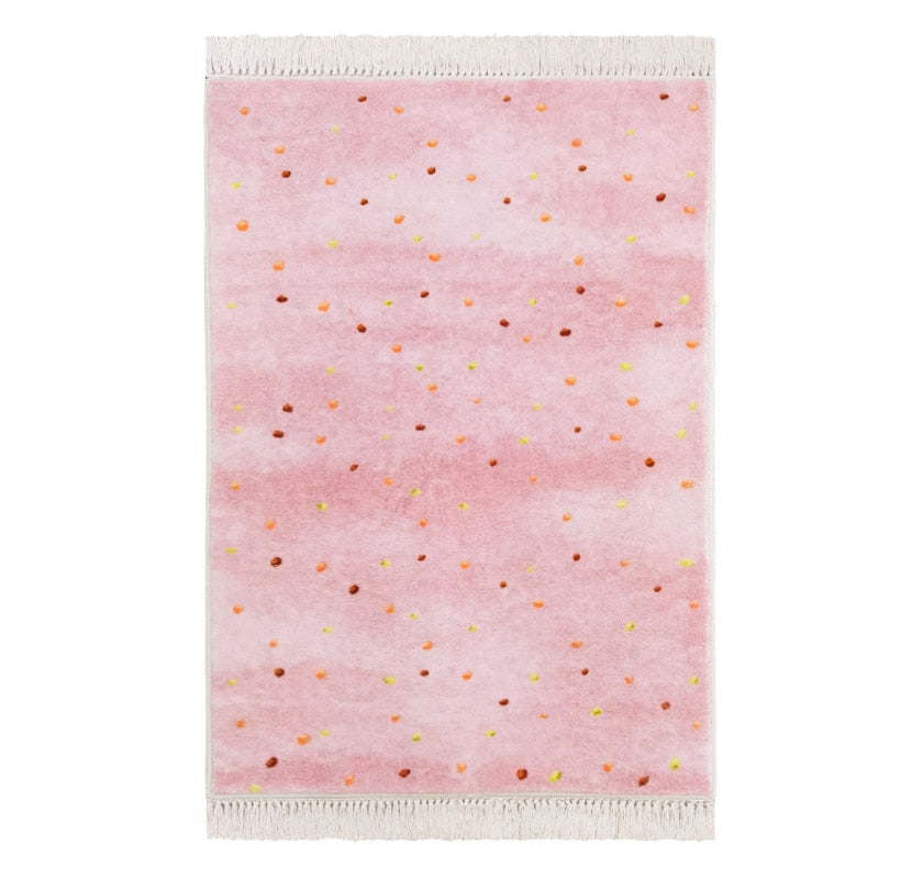 Tapis rectangle coloré franges