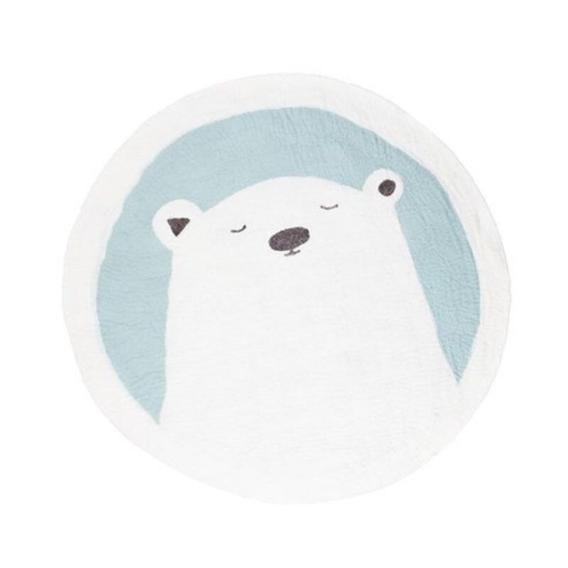 Tapis rond ours bleu pour chambre enfant