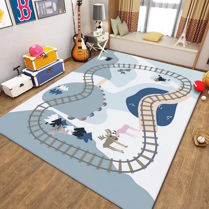 Tapis de jeu rail de train pour chambre d'enfant