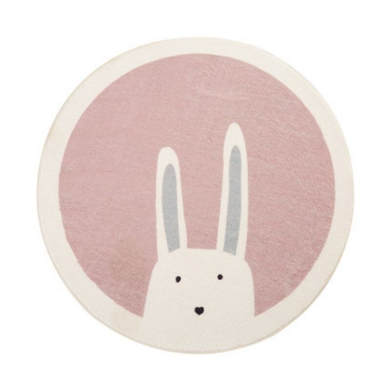 Tapis rond lapin rose pour chambre enfant