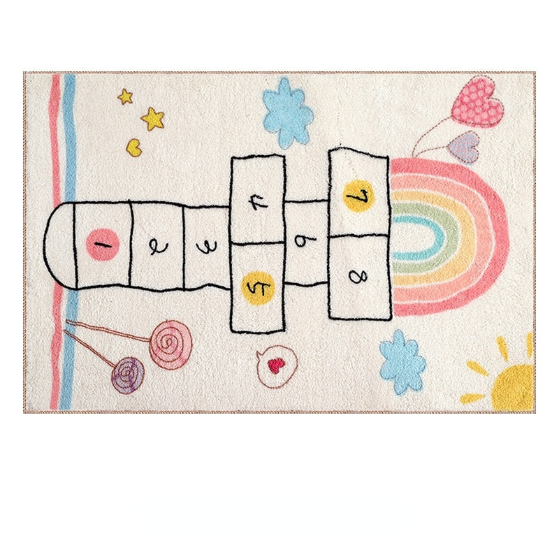 Tapis de jeu marelle pour enfant arc-en-ciel