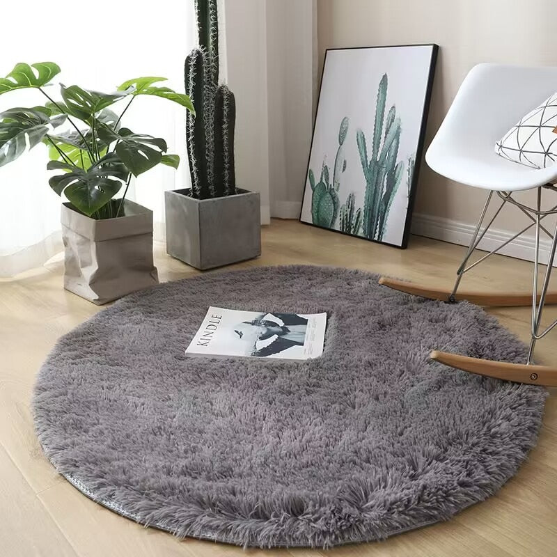 Tapis chambre ado rond fluffy