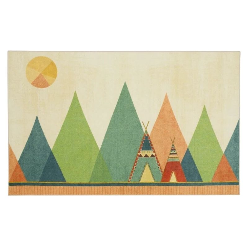 Tapis chambre enfant indien avec tipis