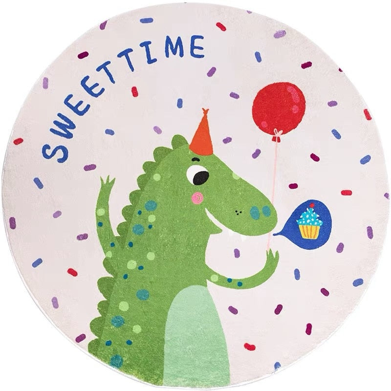 Tapis rond pour chambre d'enfant dinosaure d'anniversaire