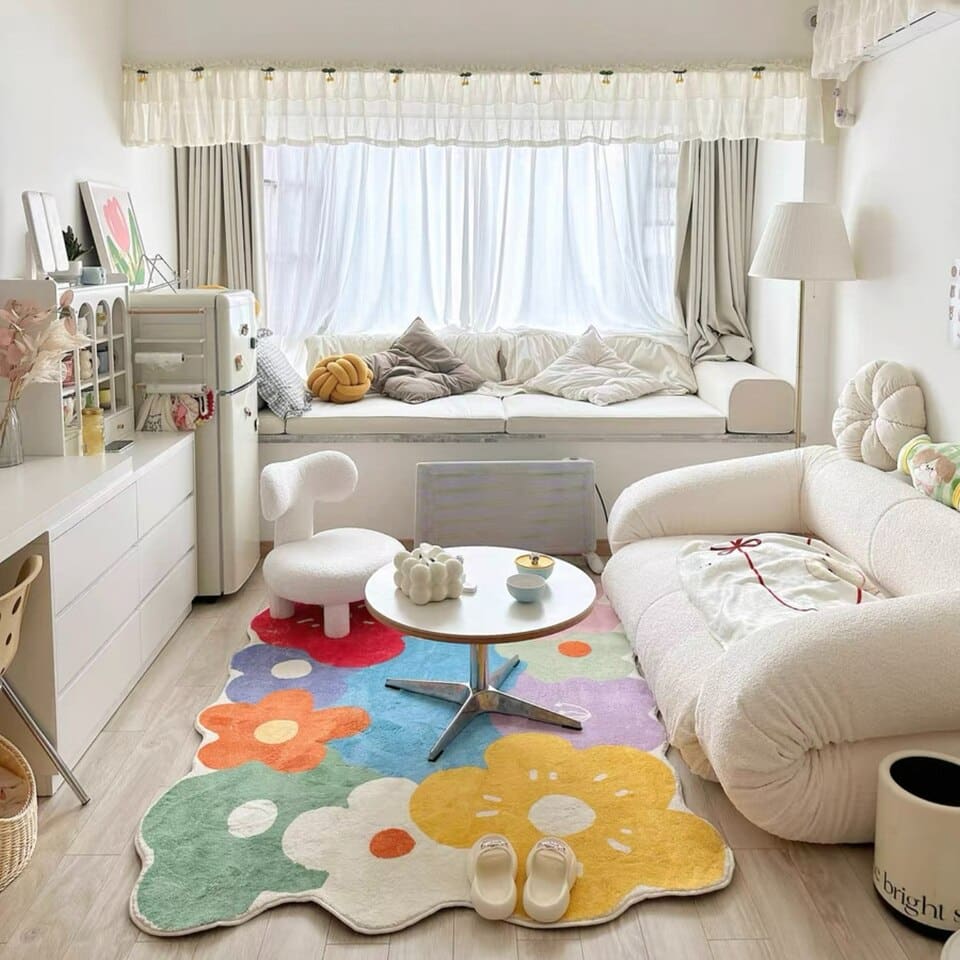 Tapis chambre enfant avec des fleurs