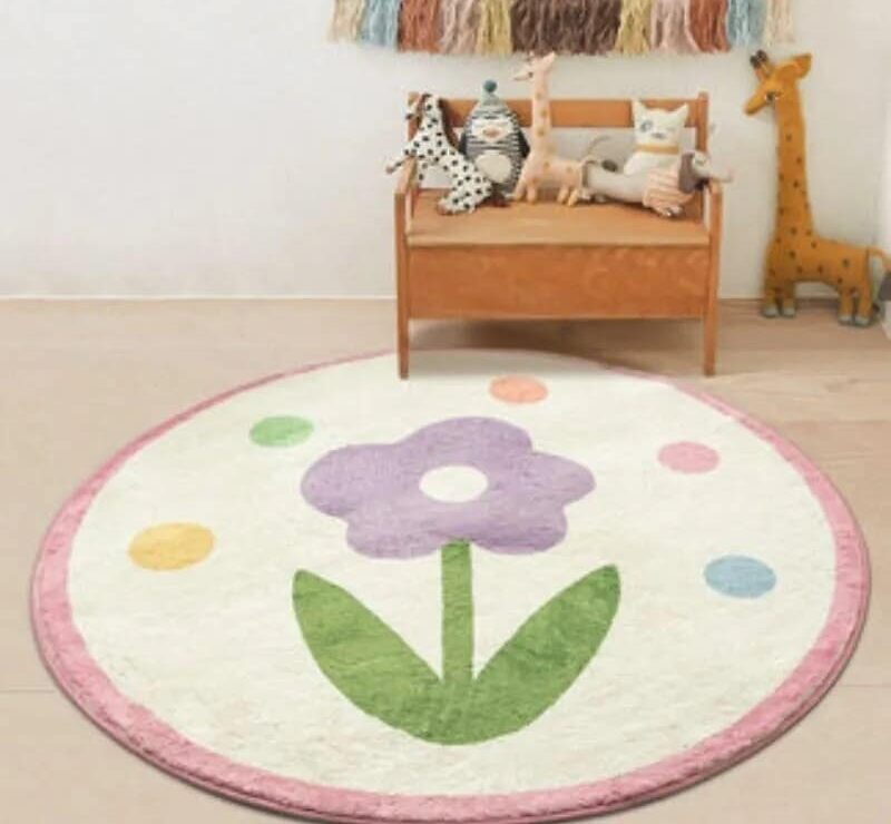 Tapis rond fleur