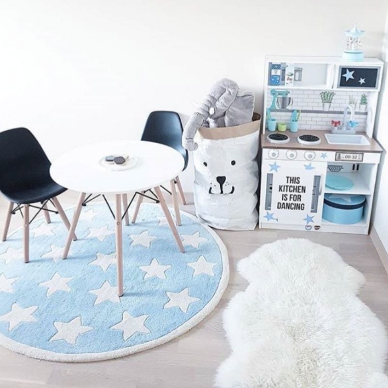 Tapis chambre enfant rond étoiles