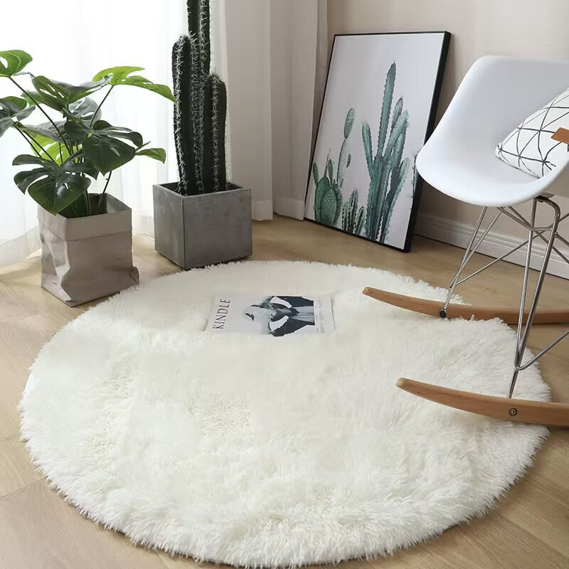 Tapis chambre ado rond fluffy