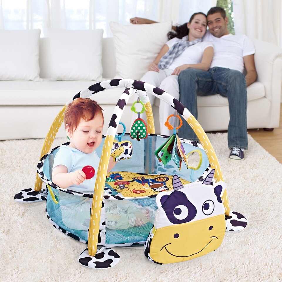 tapis d'éveil et de jeu bébé animaux 3-en-1 vache