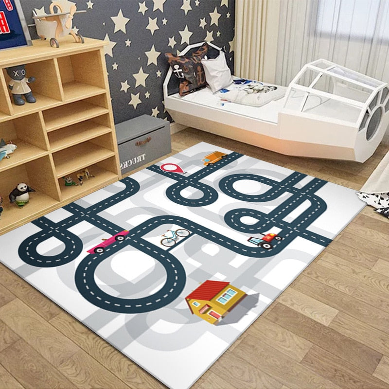 Tapis circuit voiture pour enfant neige