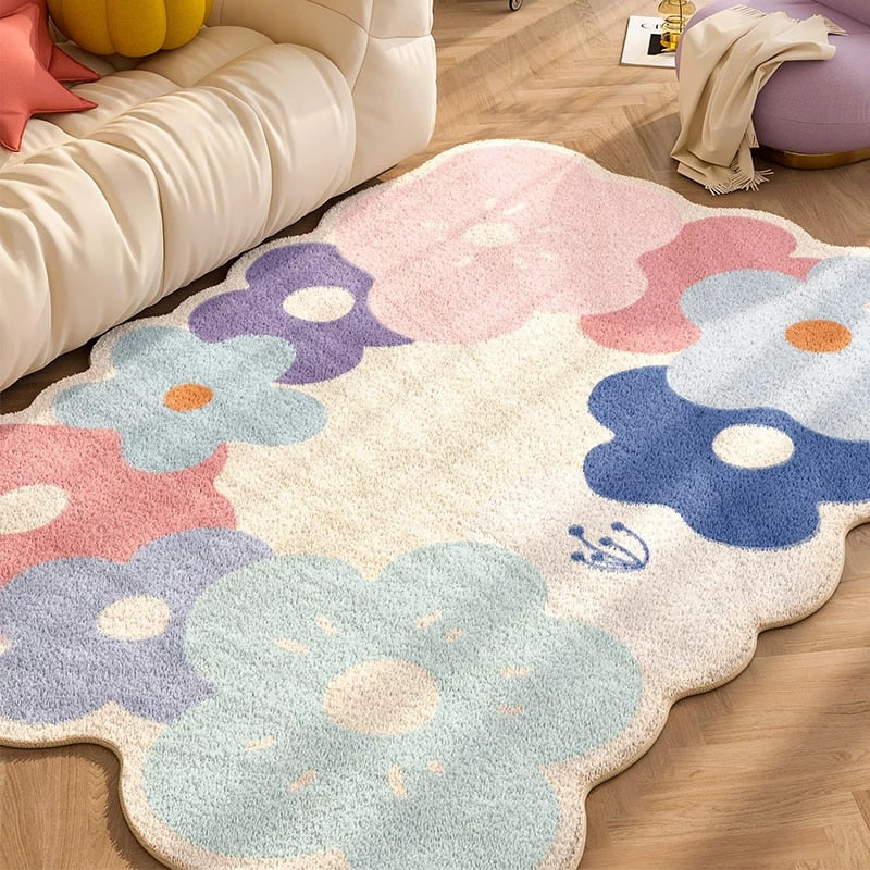 Tapis chambre enfant avec des fleurs