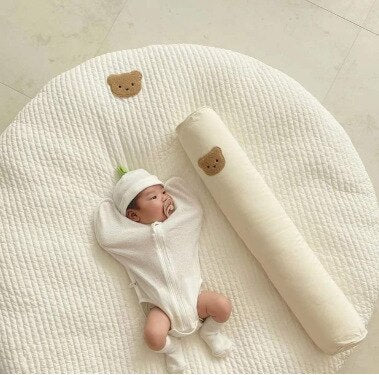 Tapis rond pour bébé rembourré avec tête d'animaux