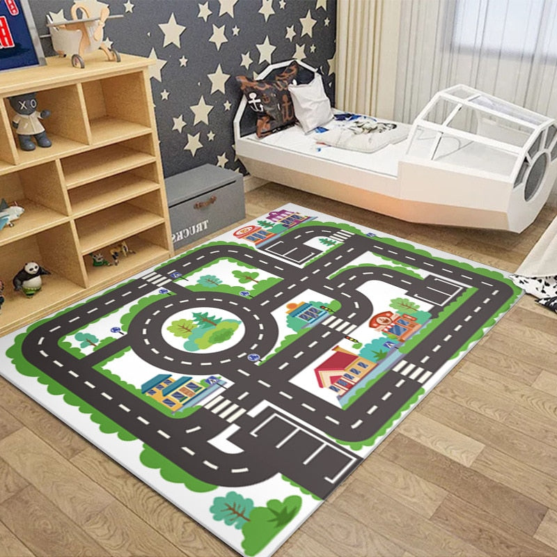 Tapis circuit voiture pour enfant pavillon