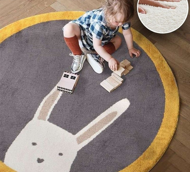 Tapis rond lapin pour chambre enfant