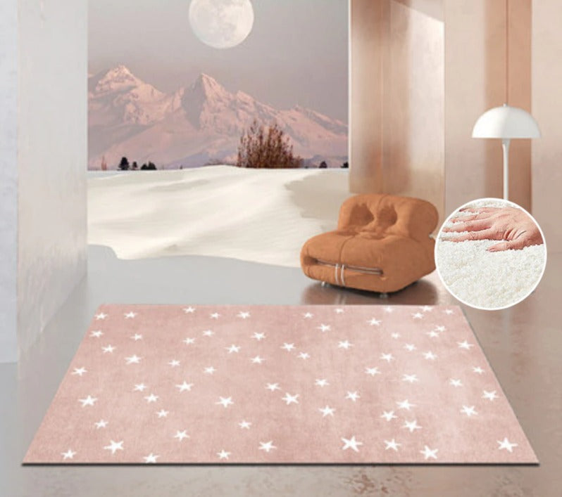 Tapis rose chambre enfant avec des étoiles