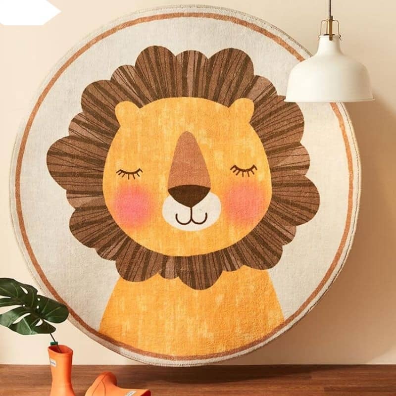 Tapis rond tête de lion