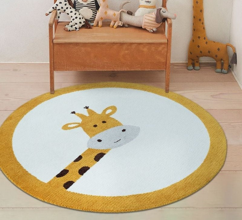 Tapis rond girafe pour chambre enfant