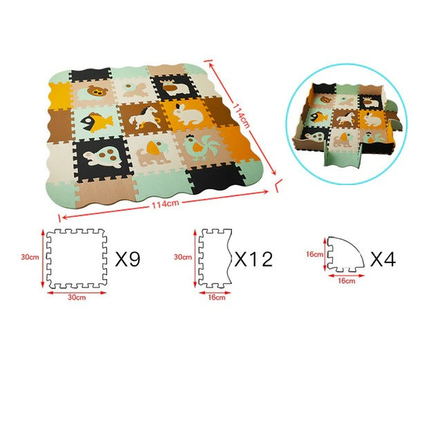 Tapis mousse dessin d'animaux avec clôture