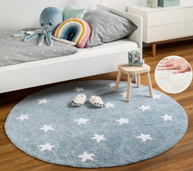 Tapis rond à étoiles pour chambre d'enfant