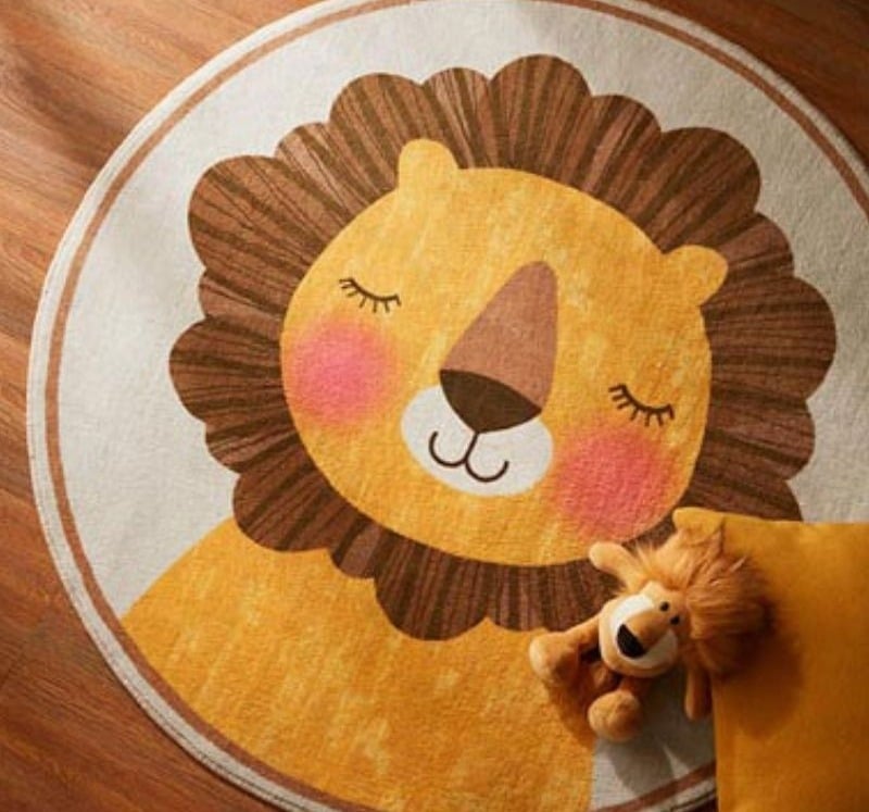 Tapis rond tête de lion