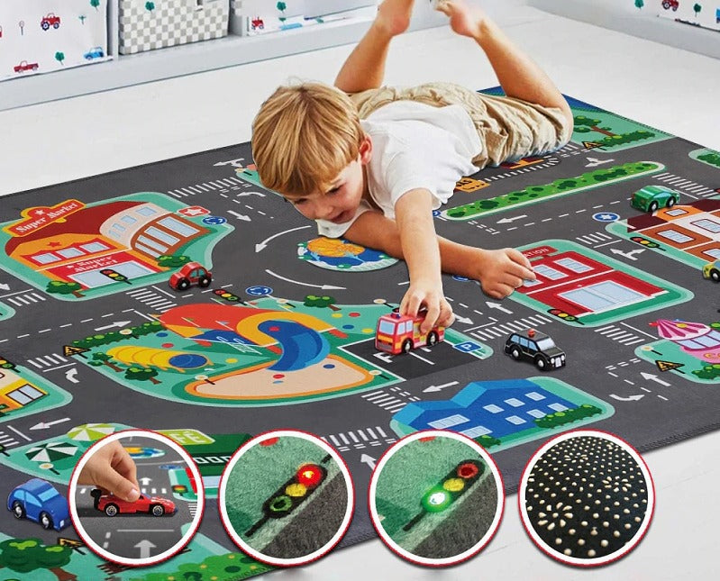 Tapis circuit voiture avec LED pour les feux